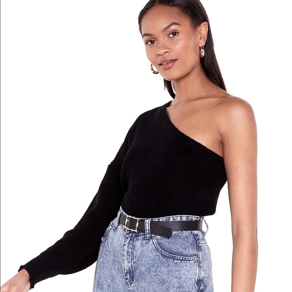 Nasty Gal Sweaters - My One & Only One Shoulder Black Nasty Gal sweater